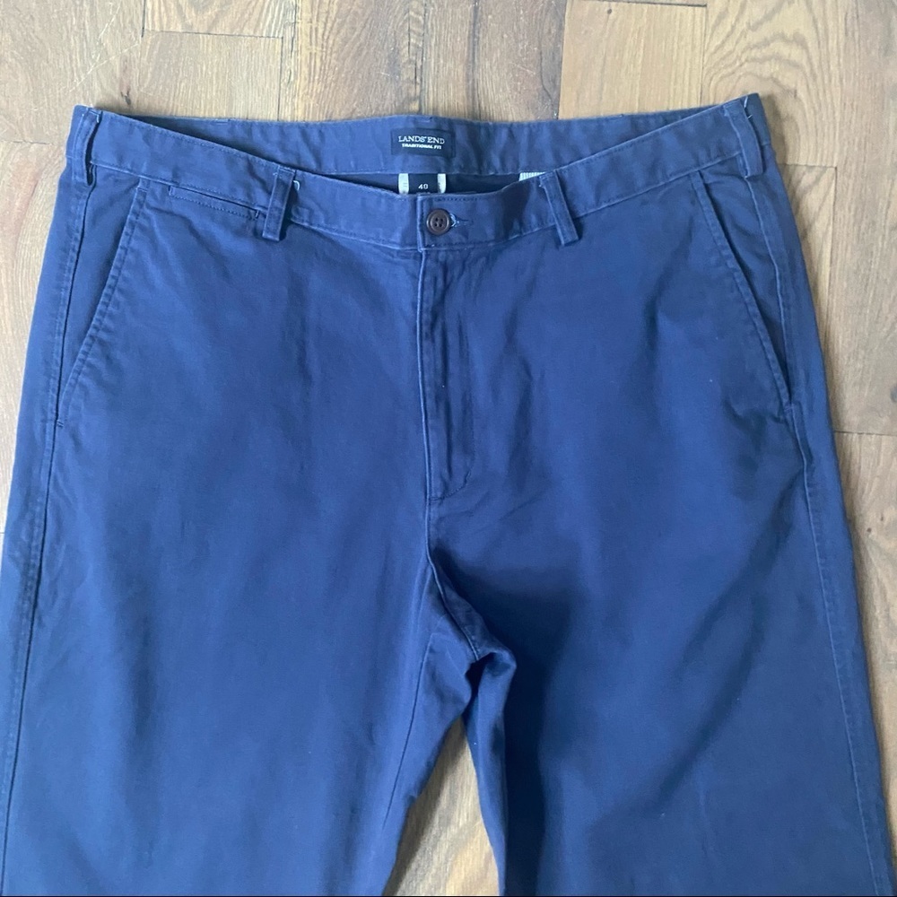 Lands' End Traditional Fit Blue Khaki Pants Size 40 - Picture 4 of 8